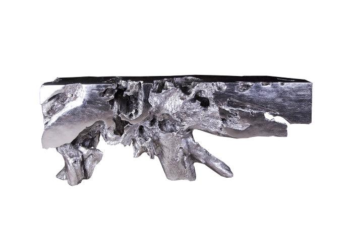 Freeform Console Table – Silver Leaf Finish with Resin Composite