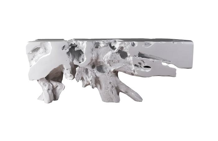 Freeform Console Table – White Glossy Lacquer with Resin Composite